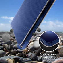 Cargar imagen en el visor de la galería, Moozy Wallet Case for Samsung A13, Dark Blue Carbon - Flip Case with Metallic Border Design Magnetic Closure Flip Cover with Card Holder and Kickstand Function
