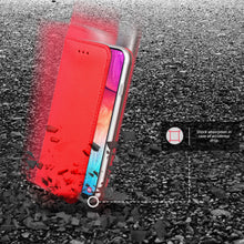 Ladda upp bild till gallerivisning, Moozy Case Flip Cover for Samsung A50, Red - Smart Magnetic Flip Case with Card Holder and Stand
