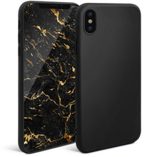Ladda upp bild till gallerivisning, Moozy Minimalist Series Silicone Case for iPhone X and iPhone XS, Black - Matte Finish Slim Soft TPU Cover
