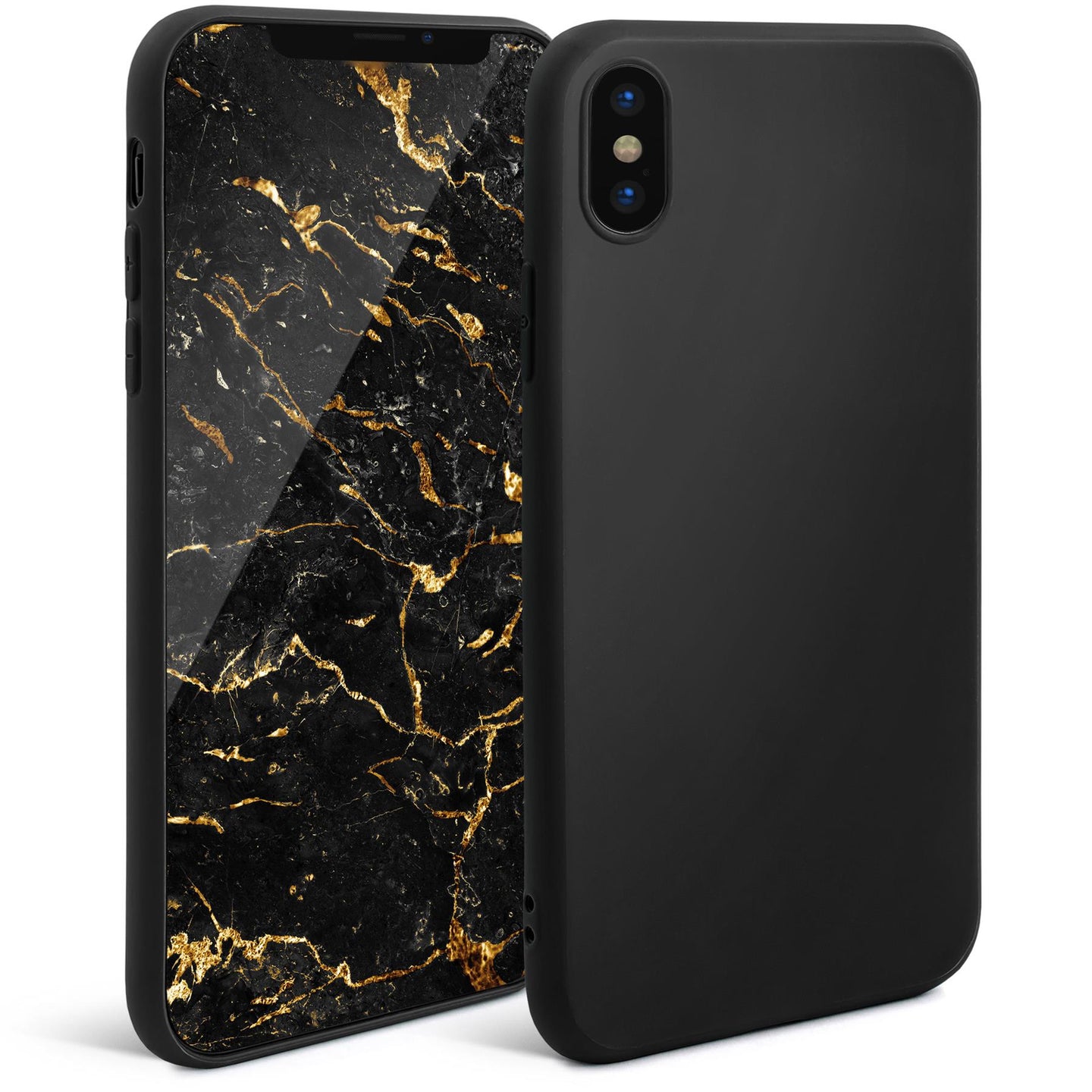 Moozy Minimalist Series Silicone Case for iPhone X and iPhone XS, Black - Matte Finish Slim Soft TPU Cover