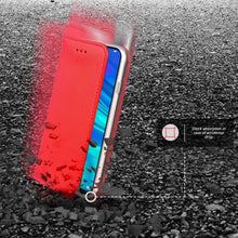 Załaduj obraz do przeglądarki galerii, Moozy Case Flip Cover for Huawei P Smart 2019, Honor 10 Lite, Red - Smart Magnetic Flip Case with Card Holder and Stand
