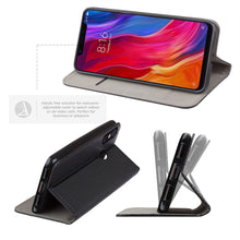 Carica l&#39;immagine nel visualizzatore di Gallery, Moozy Case Flip Cover for Xiaomi Mi 8, Black - Smart Magnetic Flip Case with Card Holder and Stand
