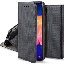 Load image into Gallery viewer, Moozy Case Flip Cover for Samsung A10, Black - Smart Magnetic Flip Case with Card Holder and Stand
