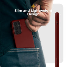 Load image into Gallery viewer, Moozy Minimalist Series Silicone Case for Samsung S22 Ultra, Wine Red - Matte Finish Lightweight Mobile Phone Case Slim Soft Protective TPU Cover with Matte Surface
