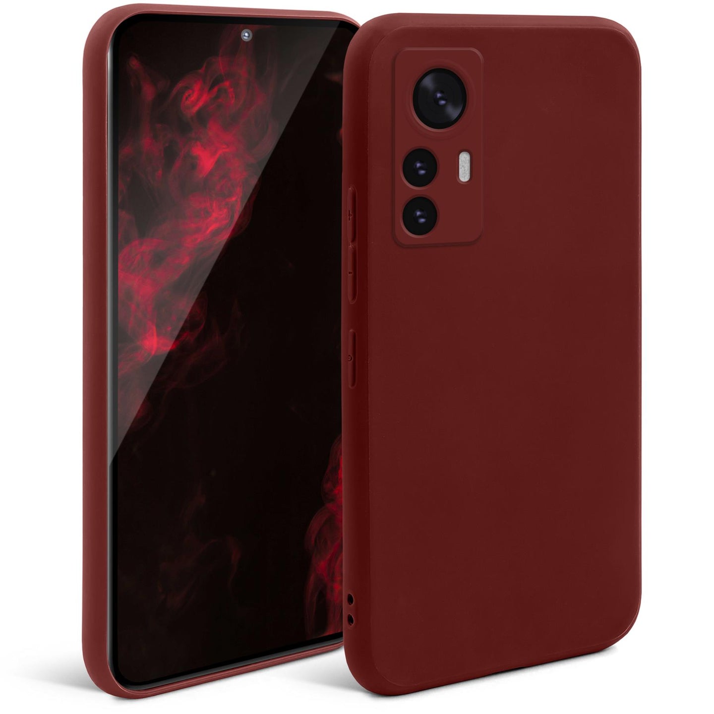Moozy Minimalist Series Silicone Case for Xiaomi 12 and Xiaomi 12X, Wine Red - Matte Finish Lightweight Mobile Phone Case Slim Soft Protective TPU Cover with Matte Surface