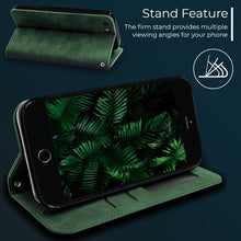Lade das Bild in den Galerie-Viewer, Moozy Marble Green Flip Case for iPhone SE 2020, iPhone 8, iPhone 7 - Flip Cover Magnetic Flip Folio Retro Wallet Case
