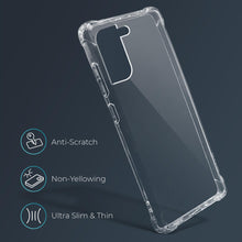 Charger l&#39;image dans la galerie, Moozy Shockproof Silicone Case for Samsung S22 - Transparent Case with Shock Absorbing 3D Corners Crystal Clear Protective Phone Case Soft TPU Silicone Cover
