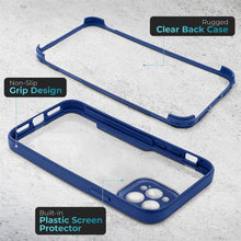 Cargar imagen en el visor de la galería, Moozy 360 Case for iPhone 14 Pro - Blue Rim Transparent Case, Full Body Double-sided Protection, Cover with Built-in Screen Protector
