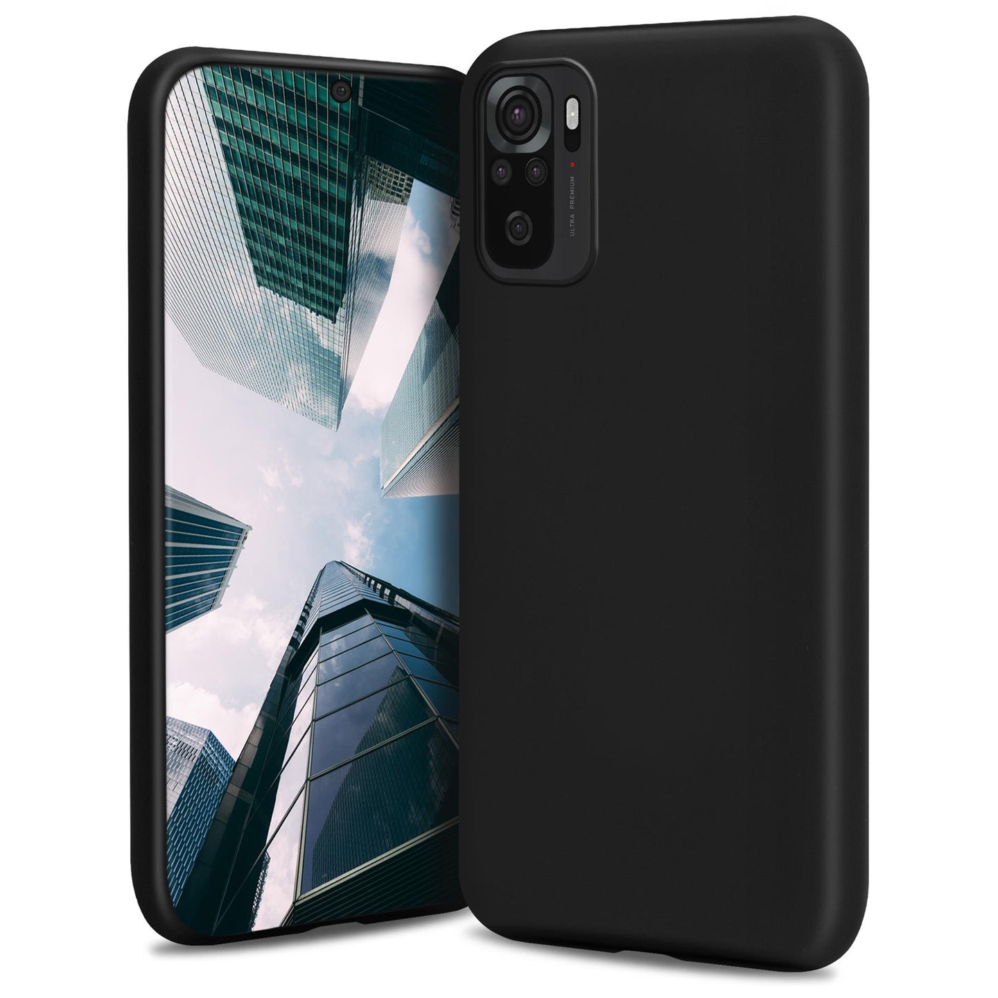 Moozy Lifestyle. Designed for Xiaomi Redmi Note 10, Redmi Note 10S Case, Black - Liquid Silicone Lightweight Cover with Matte Finish