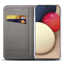 Cargar imagen en el visor de la galería, Moozy Case Flip Cover for Samsung A02S, Dark Blue - Smart Magnetic Flip Case Flip Folio Wallet Case with Card Holder and Stand, Credit Card Slots
