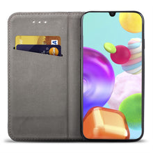 Cargar imagen en el visor de la galería, Moozy Case Flip Cover for Samsung A41, Black - Smart Magnetic Flip Case with Card Holder and Stand
