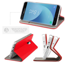 Załaduj obraz do przeglądarki galerii, Moozy Case Flip Cover for Samsung J5 2017, Red - Smart Magnetic Flip Case with Card Holder and Stand
