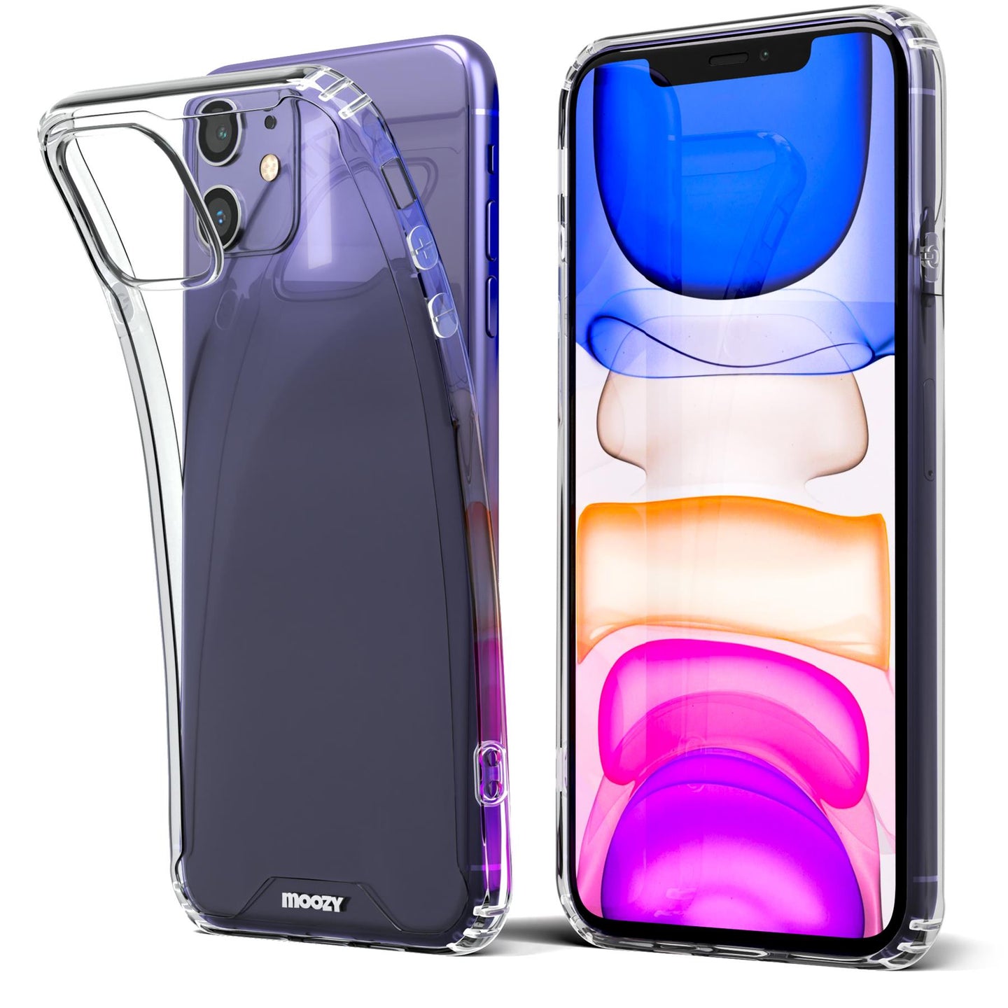Moozy Xframe Shockproof Case for iPhone 11 - Transparent Rim Case, Double Colour Clear Hybrid Cover with Shock Absorbing TPU Rim