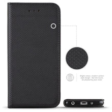 Carica l&#39;immagine nel visualizzatore di Gallery, Moozy Case Flip Cover for LG K4 2017, Black - Smart Magnetic Flip Case with Card Holder and Stand
