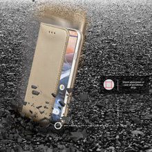 Cargar imagen en el visor de la galería, Moozy Case Flip Cover for Nokia 3.2, Gold - Smart Magnetic Flip Case with Card Holder and Stand
