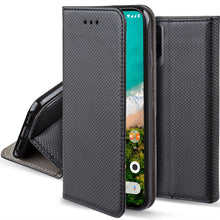Charger l&#39;image dans la galerie, Moozy Case Flip Cover for Xiaomi Mi A3, Black - Smart Magnetic Flip Case with Card Holder and Stand
