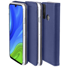 Afbeelding in Gallery-weergave laden, Moozy Case Flip Cover for Huawei P Smart 2020, Dark Blue - Smart Magnetic Flip Case with Card Holder and Stand
