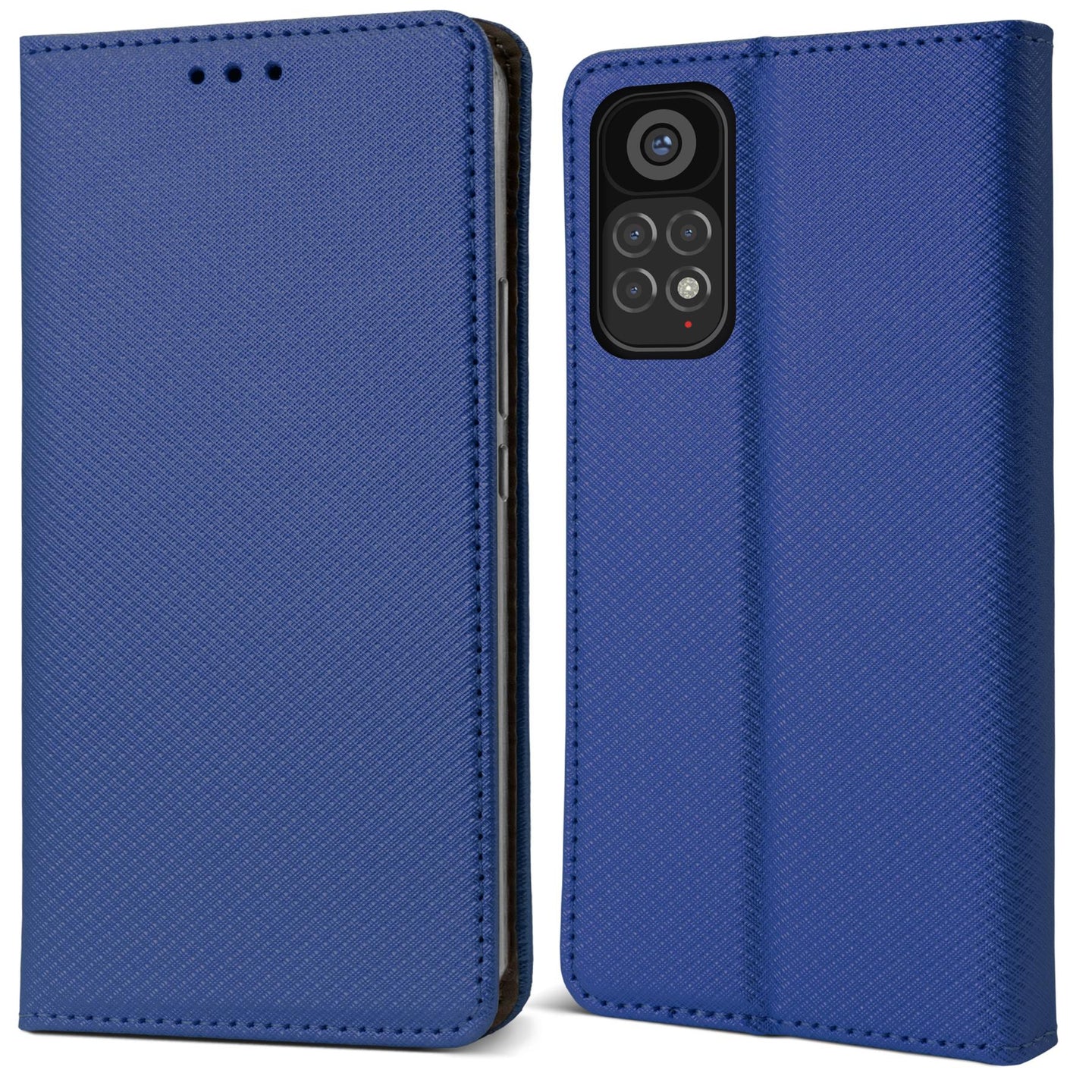 Moozy Case Flip Cover for Xiaomi Redmi Note 11 Pro 5G/4G, Dark Blue - Smart Magnetic Flip Case Flip Folio Wallet Case with Card Holder and Stand, Credit Card Slots, Kickstand Function