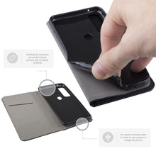 Załaduj obraz do przeglądarki galerii, Moozy Case Flip Cover for Huawei P Smart 2020, Black - Smart Magnetic Flip Case with Card Holder and Stand
