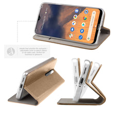 Ladda upp bild till gallerivisning, Moozy Case Flip Cover for Nokia 2.3, Gold - Smart Magnetic Flip Case with Card Holder and Stand

