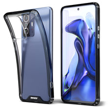Ladda upp bild till gallerivisning, Moozy Xframe Shockproof Case for Xiaomi 11T and Xiaomi 11T Pro - Black Rim Transparent Case, Double Colour Clear Hybrid Cover with Shock Absorbing TPU Rim
