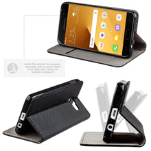Carica l&#39;immagine nel visualizzatore di Gallery, Moozy Case Flip Cover for Samsung A5 2017, Black - Smart Magnetic Flip Case with Card Holder and Stand
