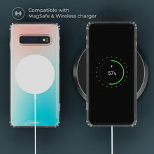 Charger l&#39;image dans la galerie, Moozy Xframe Shockproof Case for Samsung S10 - Transparent Rim Case, Double Colour Clear Hybrid Cover with Shock Absorbing TPU Rim
