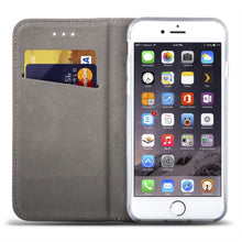 Cargar imagen en el visor de la galería, Moozy Case Flip Cover for iPhone 6s, iPhone 6, Gold - Smart Magnetic Flip Case with Card Holder and Stand

