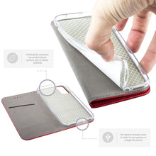 Załaduj obraz do przeglądarki galerii, Moozy Case Flip Cover for Samsung A41, Red - Smart Magnetic Flip Case with Card Holder and Stand
