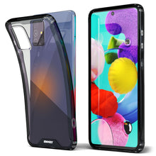 Lade das Bild in den Galerie-Viewer, Moozy Xframe Shockproof Case for Samsung A51 - Black Rim Transparent Case, Double Colour Clear Hybrid Cover with Shock Absorbing TPU Rim
