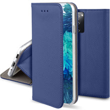 Load image into Gallery viewer, Moozy Case Flip Cover for Samsung S20 FE, Dark Blue - Smart Magnetic Flip Case with Card Holder and Stand
