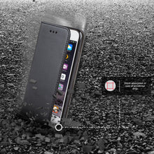 Cargar imagen en el visor de la galería, Moozy Case Flip Cover for iPhone SE, iPhone 5s, Black - Smart Magnetic Flip Case with Card Holder and Stand
