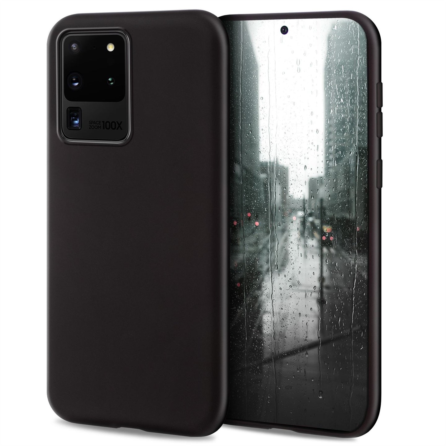 Moozy Minimalist Series Silicone Case for Samsung S20 Ultra, Black - Matte Finish Slim Soft TPU Cover