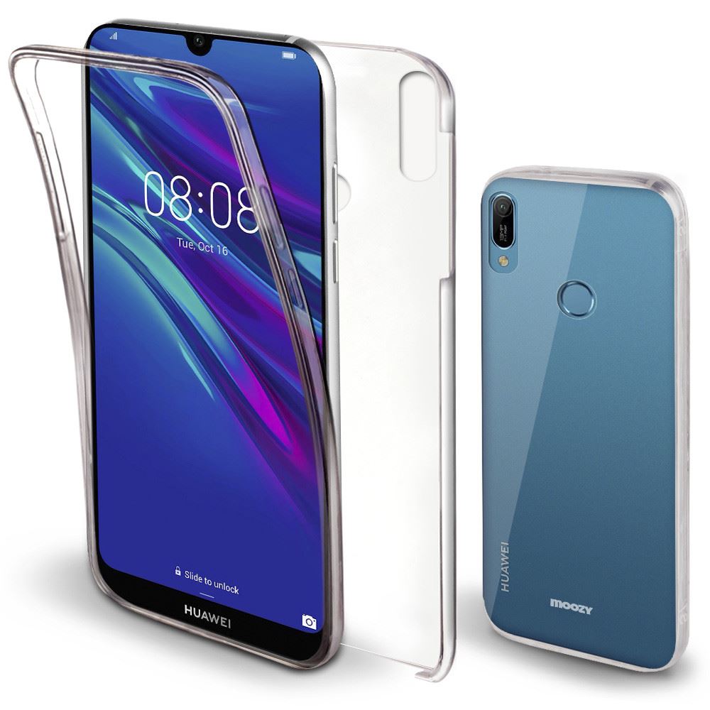 Moozy 360 Degree Case for Huawei Y6 2019 - Transparent Full body Slim Cover - Hard PC Back and Soft TPU Silicone Front