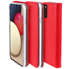 Load image into Gallery viewer, Moozy Case Flip Cover for Samsung A02S, Red - Smart Magnetic Flip Case Flip Folio Wallet Case with Card Holder and Stand, Credit Card Slots10,99
