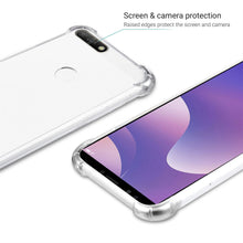 Załaduj obraz do przeglądarki galerii, Moozy Shock Proof Silicone Case for Huawei Y7 2018 - Transparent Crystal Clear Phone Case Soft TPU Cover
