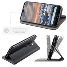 Carica l&#39;immagine nel visualizzatore di Gallery, Moozy Case Flip Cover for Nokia 7.2, Nokia 6.2, Black - Smart Magnetic Flip Case with Card Holder and Stand
