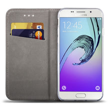 Cargar imagen en el visor de la galería, Moozy Case Flip Cover for Samsung J3 2016, Gold - Smart Magnetic Flip Case with Card Holder and Stand
