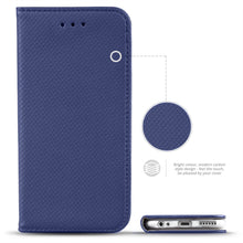 Cargar imagen en el visor de la galería, Moozy Case Flip Cover for Huawei Mate 10 Lite, Dark Blue - Smart Magnetic Flip Case with Card Holder and Stand
