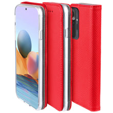 Cargar imagen en el visor de la galería, Moozy Case Flip Cover for Xiaomi Redmi Note 10 Pro and Redmi Note 10 Pro Max, Red - Smart Magnetic Flip Case Flip Folio Wallet Case
