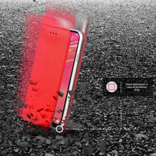 Cargar imagen en el visor de la galería, Moozy Case Flip Cover for Huawei Y7 2019, Huawei Y7 Prime 2019, Red - Smart Magnetic Flip Case with Card Holder and Stand
