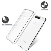 Carica l&#39;immagine nel visualizzatore di Gallery, Moozy Shock Proof Silicone Case for Huawei Y7 2018 - Transparent Crystal Clear Phone Case Soft TPU Cover
