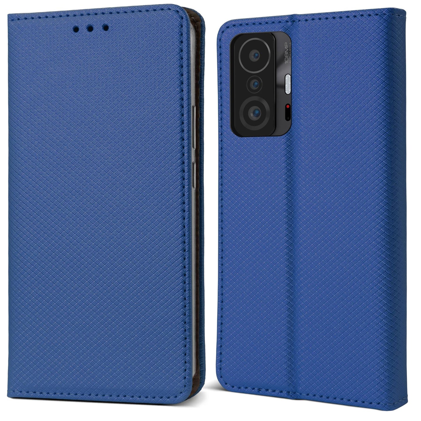 Moozy Case Flip Cover for Xiaomi 11T and Xiaomi 11T Pro, Dark Blue - Smart Magnetic Flip Case Flip Folio Wallet Case with Card Holder and Stand, Credit Card Slots, Kickstand Function