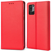 Ladda upp bild till gallerivisning, Moozy Case Flip Cover for Xiaomi Redmi Note 10 5G and Poco M3 Pro 5G, Red - Smart Magnetic Flip Case Flip Folio Wallet Case with Card Holder and Stand, Credit Card Slots, Kickstand Function
