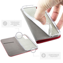 Carica l&#39;immagine nel visualizzatore di Gallery, Moozy Case Flip Cover for Samsung S20 Plus, Red - Smart Magnetic Flip Case with Card Holder and Stand
