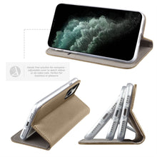 Załaduj obraz do przeglądarki galerii, Moozy Case Flip Cover for iPhone 11 Pro Max, Gold - Smart Magnetic Flip Case with Card Holder and Stand
