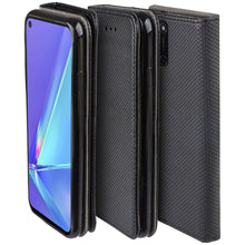 Załaduj obraz do przeglądarki galerii, Moozy Case Flip Cover for Oppo A72, Oppo A52 and Oppo A92, Black - Smart Magnetic Flip Case with Card Holder and Stand
