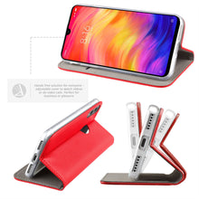 Load image into Gallery viewer, Moozy Case Flip Cover for Xiaomi Redmi Note 7, Redmi Note 7 Pro, Red - Smart Magnetic Flip Case with Card Holder and Stand
