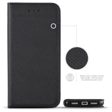 Charger l&#39;image dans la galerie, Moozy Case Flip Cover for Xiaomi Mi 8 Lite, Black - Smart Magnetic Flip Case with Card Holder and Stand
