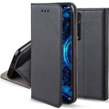 Charger l&#39;image dans la galerie, Moozy Case Flip Cover for Oppo Find X2 Pro, Black - Smart Magnetic Flip Case with Card Holder and Stand
